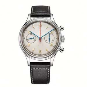 Reloj Cronógrafo de Cuarzo para Hombre, Estilo Piloto Clásico, Reloj de Pulsera Vintage con Diseño de Aviación, Correa de Cuero, Resistente al Agua, Lujoso y Ejecutivo - Product Image 4