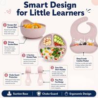 Ensemble de repas pour bébé en silicone sans BPA de qualité alimentaire, 6 pièces, vaisselle pour enfants, ensemble de bols pour bébés, pour nourrissons