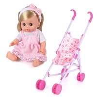 Samtoycn Poussette de poupée Reborn avec 12 sons, jouet pour jeu d'imitation, poupée en vinyle de 14 pouces qui boit et fait pipi, avec accessoires pour poupées filles