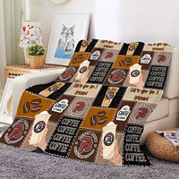 Selimut Flanel Fleece Ramah Kulit dengan Cetakan Kopi Barat Grosir, Selimut Dekorasi Cetak Kustom untuk Rumah dan Berkemah