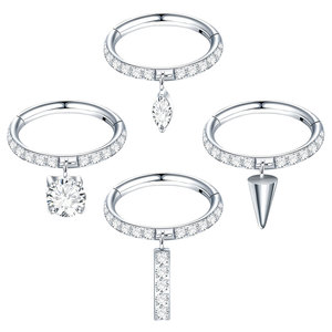 Lingchee Titane Dangle Clicker Hoop Anneau Côté Prong Ensemble Demi Cercle Cubique Zircon Nez Cilcker Conque <span class=keywords><strong>Piercing</strong></span> 8mm Cerceaux - Product Image 1