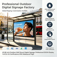 Affichage numérique mural extérieur de 32, 43 et 49 pouces, fonctionnement 24h/24 et 7j/7 avec écran LCD haute luminosité pour les commerçants