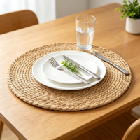 Sets de table ronds en jacinthe d'eau naturelle tressée, résistants à la chaleur, antidérapants, rustiques, pour la cuisine et la salle à manger