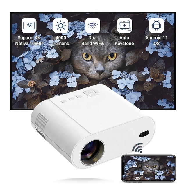 Factory Android 11 System FHD 1080P Wireless WiFi BT LED Support 4K Video Movie Smart Projector PK DLP Home Theater Beamer