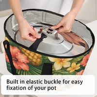 Sac isotherme portable pour mijoteuse, motif floral tropical, idéal pour les pique-niques et les voyages
