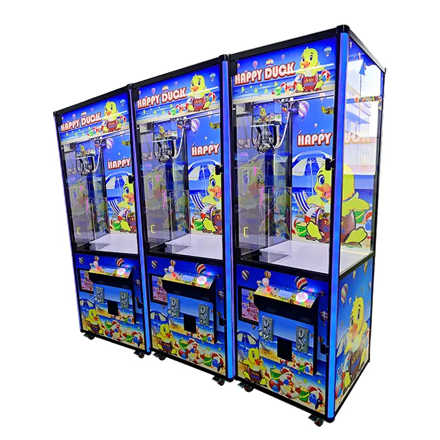 Küçük pençe makinesi "mutlu ördek" fatura alıcı ile oyuncak otomatı jetonlu oyunlar makine pençeli vinç makinesi