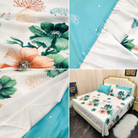 Vente en gros pour le marché africain : Ensemble de draps imprimés 3 pièces, style drap de lit, 130 GSM, drap plat avec 2 taies d'oreiller