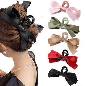 Double sided <b>bow</b> claw <b>clip</b> Bowknot hair <b>clip</b> acrylic Hot selling hair accessories Ribbon <b>bow</b> hair claw - Product Image 3