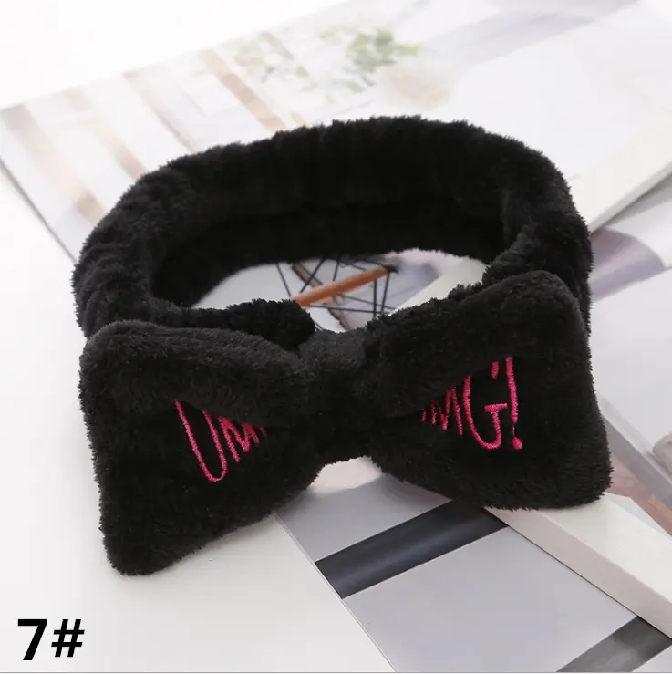 2023 New Design Women's Headband Fabric Polyester Makeup Hair Band Sweet American Style Face Wash Hairband in Black Red Color