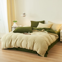 Housse de couette broderie couette velours ensemble de draps rayure housse de couette blanc hôtel couvre-lit velours drap blanc hôtel draps