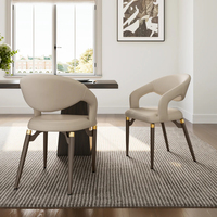 Chaise de salle à manger italienne de luxe en bois massif, fauteuil en cuir tissu léger et simple, design de villa moderne, chaise à dossier