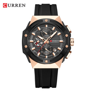 CURREN Men's Fashion <b>Coin</b> Quartz Watch Alloy <b>Case</b> Silicone Band Luminous Dial Water Resistant - Product Image 5