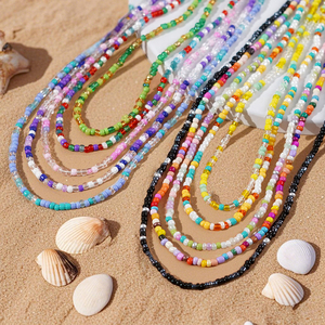 Go2boho collana di perline Multicolor con perline di vetro a strati girocollo per donne ragazze, Boho <span class=keywords><strong>gioielli</strong></span> da spiaggia con catena Extender - Product Image 2