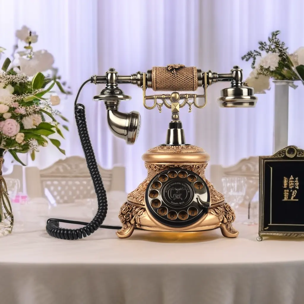 Casamento Fixo Rotary Telefone Antigo com Função De Gravação Áudio Guest Book Phone Casamento Telefone Antigo