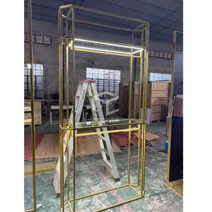 Custom Women Store Dress Display Stands Furniture Clothing Shelves Stainless Steel Gold Clothing Rack For Boutique