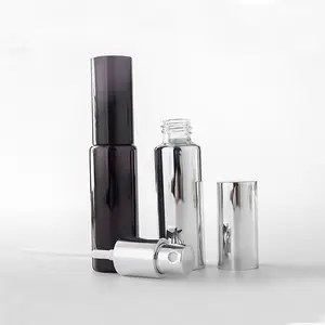 Wholesale Mini Fine Mist Empty Refillable 30ml Black Silver Electroplating Uv Spray Perfume Glass Bottle