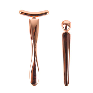เครื่องนวดหน้าแบบแมนนวล รุ่น T-Type I-Type สีโรสโกลด์ เครื่องมือเสริมความงาม ปรับรูปหน้า ลดไขมัน ใช้ในบ้าน - Product Image 1