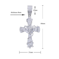 Collier pendentif croix rose glacée avec épines, style Hip Hop religieux, plaqué or, micro-pavé CZ, bijou pour hommes et femmes