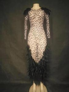 Vestidos Mujer Señora Elegante Leopardo Bodycon Pluma Vestido <span class=keywords><strong>de</strong></span> diamantes <span class=keywords><strong>de</strong></span> imitación Cumpleaños Celebrar Disfraz Vestido sexy Mujer Club nocturno - Product Image 5