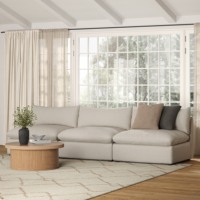 Luxuriöses Modernes Leinen-Sofa Anpassbare Größe Tiefe Sitzfläche Modulares Ecksofa Flaches Profil Wohnzimmermöbel Japandi