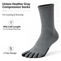 Chaussettes de compression pour la course et le cyclisme, unisexe, gris, en coton et élasthanne, mi-mollet, avec soutien de la cheville