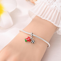 Vente d'usine Perles pendentifs en alliage de cuivre plaqué argent, thème football sportif, breloque Coupe du Monde de Football 2026, pour bracelet et collier DIY