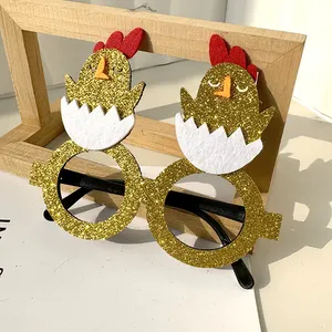 Paskalya dekorasyonu yumurta karikatür tavşan gözlük parti maskeleri dekorasyon Bunny tavşan civciv yumurta çocuklar için keçe karikatür gözlük
