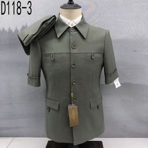 Collo alto GreenTunic <span class=keywords><strong>scuro</strong></span> abito da <span class=keywords><strong>uomo</strong></span> Slim Fit quattro tasche Business 2 pezzi cinque bottoni smoking <span class=keywords><strong>uomo</strong></span> Wedding Men abiti D118 - Product Image 4