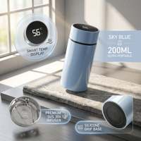 Bouteille d'eau en acier inoxydable de 200 ml avec affichage LED intelligent de la température, sans BPA, réutilisable et anti-fuite, idéale pour le sport et le bureau - Vente en gros ODM