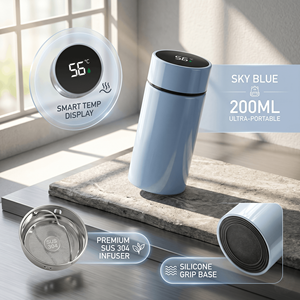 Bouteille d'<span class=keywords><strong>eau</strong></span> en acier inoxydable de 200 ml avec affichage LED intelligent de la température, sans BPA, réutilisable et anti-fuite, idéale pour le sport et le <span class=keywords><strong>bureau</strong></span> - Vente en gros ODM - Product Image 1
