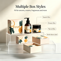 Boîte en papier cosmétique pliable sur mesure, étiquettes autocollantes en vinyle imperméables pour flacon compte-gouttes, flacon pompe, emballage de produits de beauté