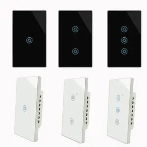 Us Au Standard Tuya App 3 Gang 1 Way / 2 Way / 3 Way Crystal Touch Glass Panel Smart Life Smart Light Control Zigbee Switch