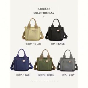 Sacs fourre-tout en toile de coton uni pour femmes, sacs fourre-tout en toile recyclée réutilisable avec broderie et bandoulière - Product Image 6