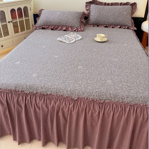 Falda <span class=keywords><strong>de</strong></span> <span class=keywords><strong>cama</strong></span> <span class=keywords><strong>de</strong></span> una sola pieza <span class=keywords><strong>de</strong></span> algodón perlado lavado tipo A, Protector <span class=keywords><strong>de</strong></span> colchón <span class=keywords><strong>de</strong></span> hilo <span class=keywords><strong>de</strong></span> doble capa, juego <span class=keywords><strong>de</strong></span> sábanas <span class=keywords><strong>de</strong></span> tres piezas - Product Image 4