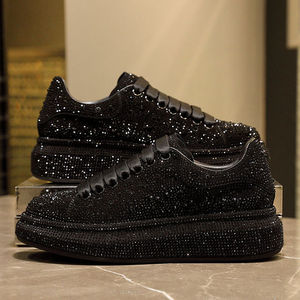 Disponibili <span class=keywords><strong>Sneakers</strong></span> Autunnali da Donna con Strass, Suola Spessa, Bianche e Argento, Cristalli Luccicanti, Scarpe Casual Alla Moda - Product Image 3