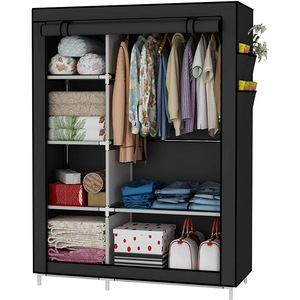 GQK Moderno Armario de Almacenamiento Antipolvo con Perchero, Tela No Tejida, Tubo de Acero, Riel Deslizante con Amortiguador Único, Montaje Desmontable en Puerta - Product Image 2