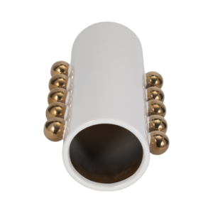 Vaso in ceramica con dettagli dorati a forma di cilindro alto per decorare il soggiorno e l'arredamento della casa - Product Image 6