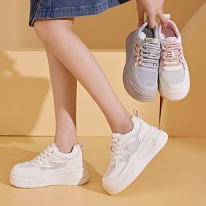 Chaussures décontractées polyvalentes pour femmes, à semelle épaisse, respirantes en maille, plateforme rehaussante, style rétro tendance - Product Image 2