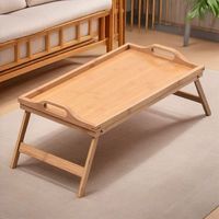 Plateau de lit pliable et portable en bambou laqué, table multifonctionnelle, plateau de petit-déjeuner, plateau de rangement alimentaire pour le camping, style classique
