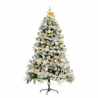 Grand ensemble de sapin de Noël pour la maison 1,68 m Rose Vert Blanc chaud Lumières LED Matériel PVC Décorations de Noël d'intérieur