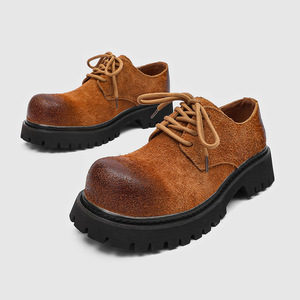 2026 Men's Casual <b>White</b> Work Shoes Vintage Distressed Derby Shoes Chunky Sole Height Increasing <b>Heel</b> Shoes Luxury Designer Shoes - Product Image 6