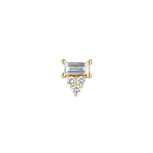Modern Single Diamond Shaped Rectangular Bread Spiral <b>Cartilage</b> Ear Stud Jewelry 925 <b>Silver</b> Stud <b>Earrings</b> - Product Image 1