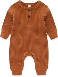 Nouveaux vêtements doux pour bébé Combinaison en coton à manches longues pour bébé Barboteuses en coton pour bébé