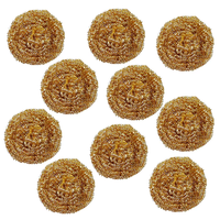 AISI 304 AISI 430 AISI410 éponge en laiton en acier inoxydable à récurer en spirale en métal avec poignée boule de nettoyage incrustée d'épurateur de laine d'acier
