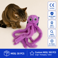 Mainan Kucing Gurita Bulu Panjang Lembut Isi Catnip, Desain Kartun Kreatif untuk Anak Kucing, Mengurangi Kebosanan, 3 Desain, 11g