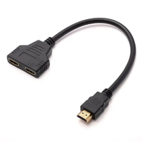 Kabel Splitter HDTV Harga Murah 1 Input 2 Output, 1 Male ke Dual 2 Female, Adaptor Kabel Splitter Video HDTV 1x2 untuk TV