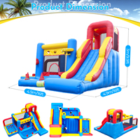 Château gonflable commercial en PVC 16x16x10FT avec toboggan, piscine à balles, mur d'escalade et souffleur pour fêtes d'enfants