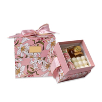 Boîte en carton rigide avec dorure à chaud, gaufrage UV, ruban satiné et nœud, pour bonbons de mariage, souvenirs de demoiselles d'honneur, emballage cadeau recyclable