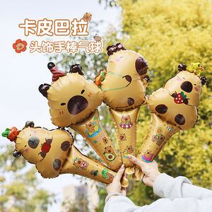 ลูกโป่งฟอยล์รูปหมีคาปิบาราการ์ตูนสำหรับเด็ก พร้อมไม้ถือ ของขวัญเล็กๆ สำหรับวันเกิด โปรโมชั่นธุรกิจ WeChat ของตกแต่ง - Product Image 4