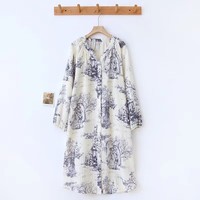 Vêtements de nuit 100% coton respirants à fleurs col en V personnalisés à prix réduit pour femmes robe de détente